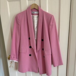 Zara Women's Double-Breasted Pink Blazer